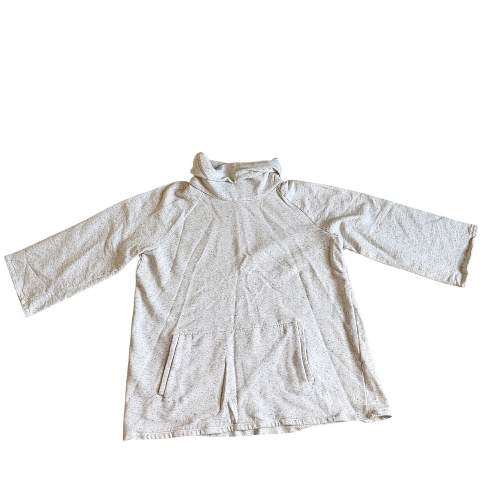 Eileen Fisher Organic Cotton Cowl Neck Sweatshirt Womens M Speckled Granola Girl